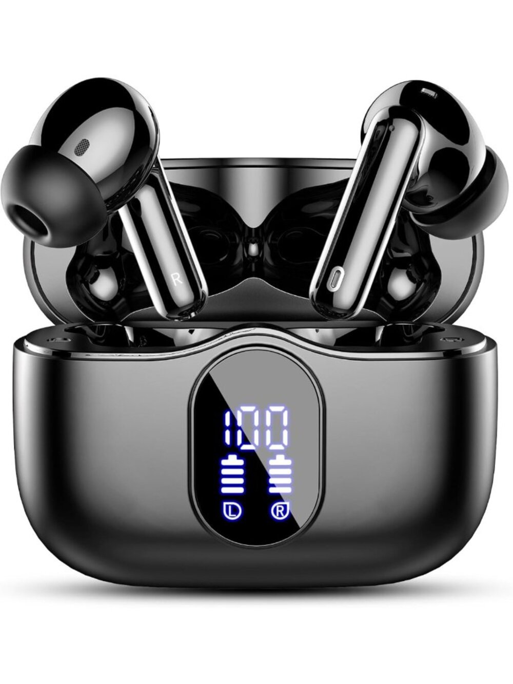 Bluetooth 5.4 Wireless Earbuds with Noise Cancelling Mic, IP7 Waterproof, Clear